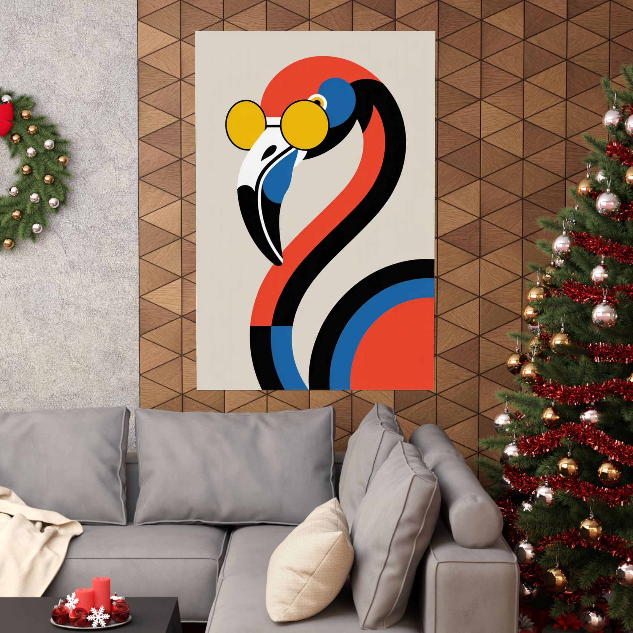 Retro Bauhaus Flamingo