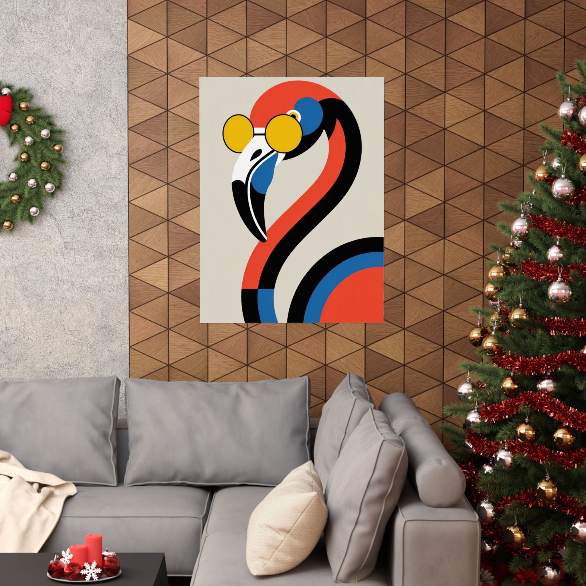 Retro Bauhaus Flamingo